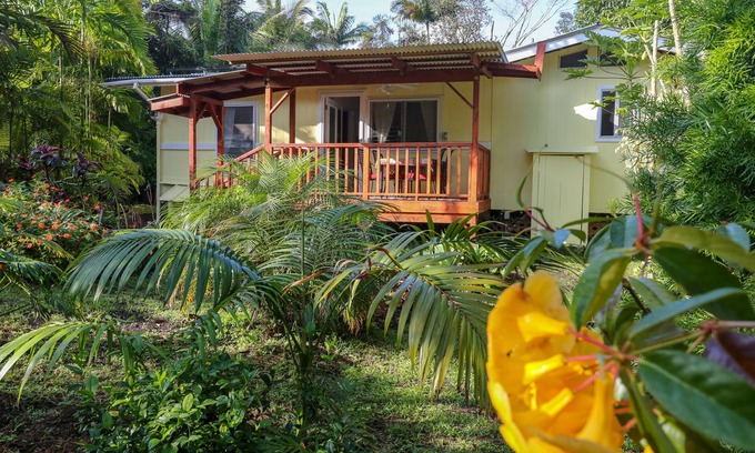 Keaau Cabaña | Casa privada, tranquila en un entorno tropical.