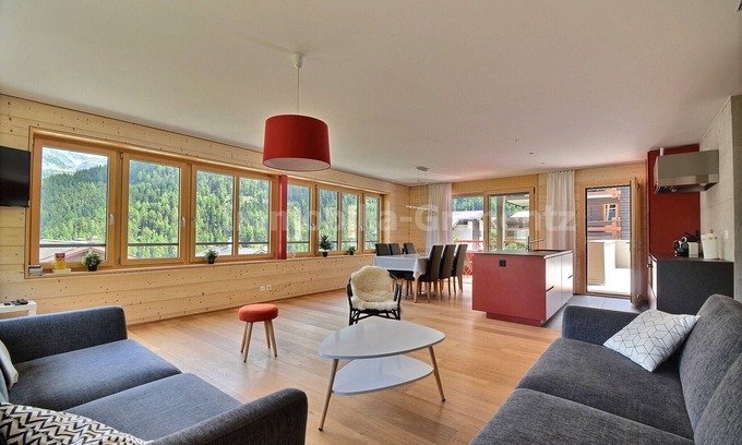 Grimentz Apartamento | Very comfortable flat for 6 people, living room, kitchen area with dishwasher, 1 double bedroom, 1 2