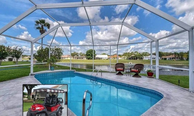 The Villages Casa | Waterfront, Heated Pool, Golf Cart, & 2 King Beds