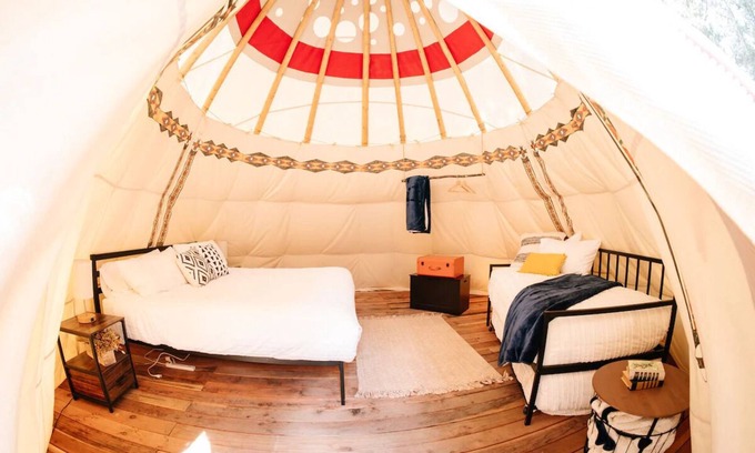 Island Park Casa | Yellowstone Luxury Tipi sleeps 4, 1 king + 2 twins