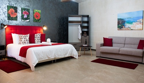 Habitación de lujo, 1 cama de matrimonio con sofá cama, terraza, vistas al mar