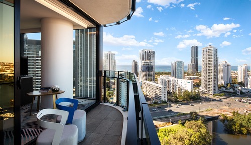 Habitación Deluxe, 2 camas dobles, balcón, vistas a la ciudad