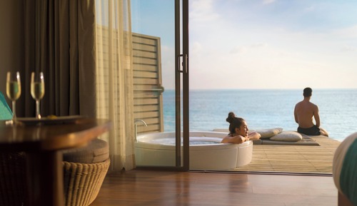 Villa, 1 cama de matrimonio grande, sobre el agua (Premium, Sunset)