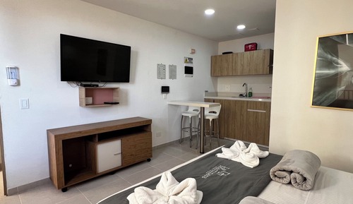 Estudio básico, 1 cama de matrimonio grande