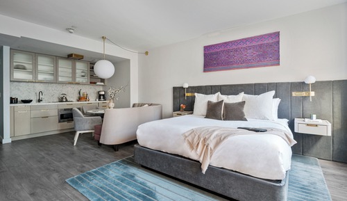 Estudio, 1 cama de matrimonio grande, cocina