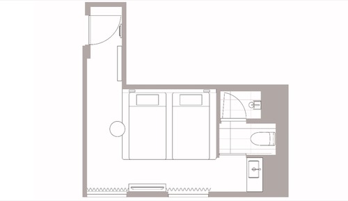 Habitación Deluxe con 2 camas individuales, no fumadores (Corner, upto 2 adults 2 children)