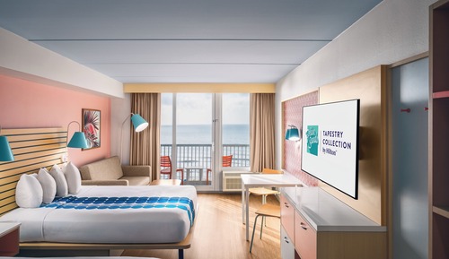 Habitación, 2 camas de matrimonio, vistas al mar