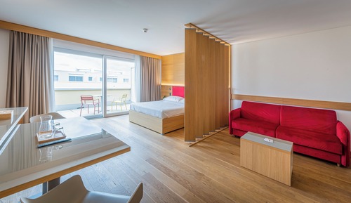 Suite estudio ejecutiva, 1 cama de matrimonio con sofá cama, balcón
