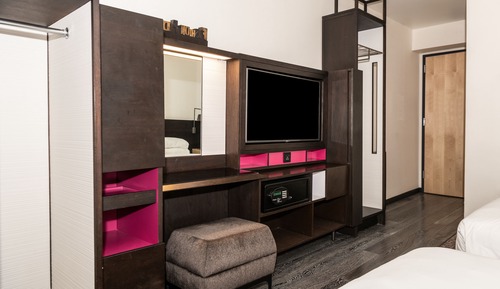 Habitación, 2 camas de matrimonio, vistas a la ciudad