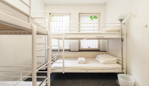 A bed in a 6-bed mixed dorm, shared amenities