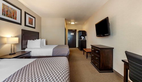 Habitación estándar, 2 camas de matrimonio, no fumadores, frigorífico y microondas (Shower Only)