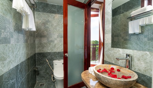 Habitación cuádruple familiar, 2 camas de matrimonio, vistas al jardín