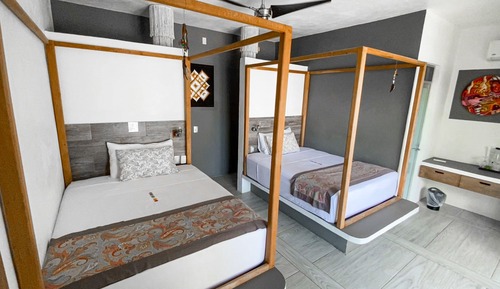 Habitación estándar doble, 2 camas de matrimonio, vistas al jardín