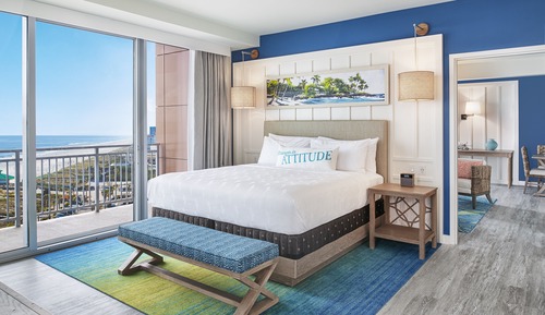 Suite, 1 cama de matrimonio grande con sofá cama, vistas al mar, en esquina (Accessible)