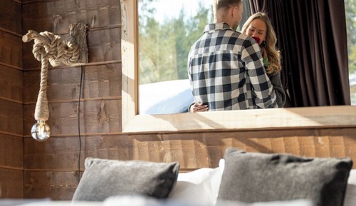 Habitación panorámica doble, 1 cama de matrimonio grande, sauna