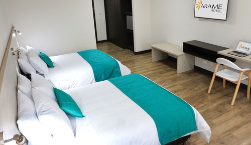 Habitación Deluxe con 2 camas individuales, varias camas, vistas a la ciudad