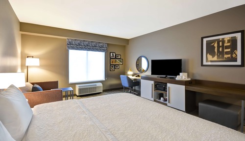 Habitación, 1 cama de matrimonio grande con sofá cama, frigorífico y microondas