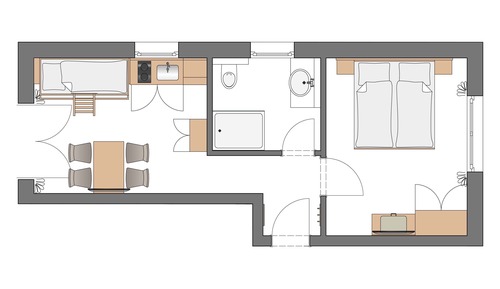 Apartamento, en edificio anexo (Forellerie Typ 1)