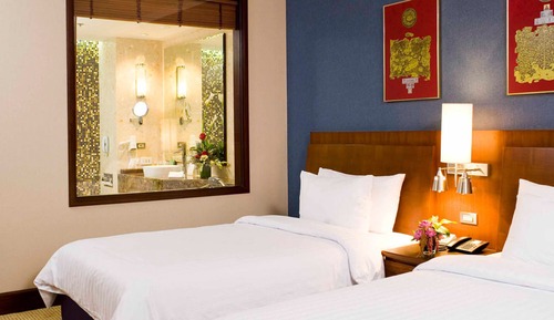 Habitación, 2 camas individuales, vistas a la piscina