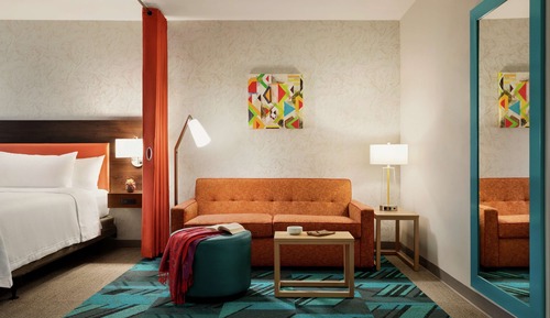 Estudio, 2 camas de matrimonio, accesible para personas con discapacidad, bañera