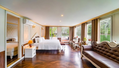 Habitación cuádruple familiar, balcón, vistas a la bahía