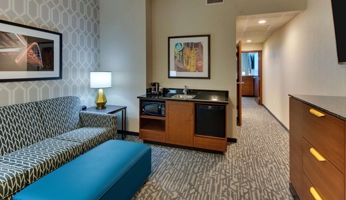 Suite, 1 cama de matrimonio grande con sofá cama, frigorífico y microondas (2 Rooms, Roll in Shower)