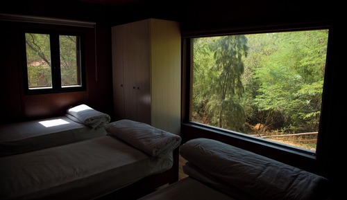 Cabaña panorámica, 3 camas individuales, accesible para personas con discapacidad, vistas al jardín