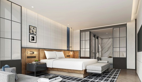 Habitación superior, 1 cama de matrimonio grande, vistas a la ciudad