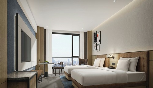 Habitación superior, 2 camas dobles, vistas a la ciudad