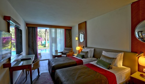Habitación estándar con 1 cama doble o 2 individuales, acceso a la piscina, vistas al jardín