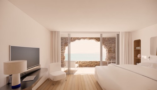 Habitación de lujo doble, 1 cama de matrimonio grande, balcón, vistas al mar