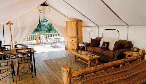 Tienda romántica, 1 cama de matrimonio grande con sofá cama, vistas al jardín