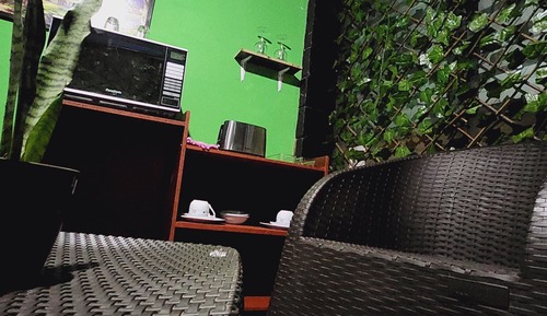 Cabaña básica, 1 cama de matrimonio, microondas, vistas al patio