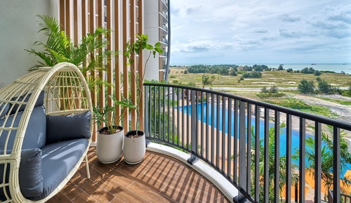 Habitación Deluxe doble, 1 cama de matrimonio grande, balcón, vistas al mar