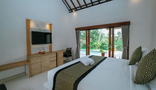 Villa clásica, 1 cama de matrimonio grande, cocina, vistas a la piscina