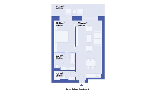 Swiss, Apartamento Deluxe, 1 cama doble con sofá cama
