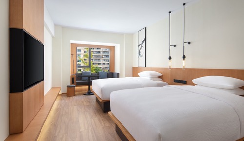 Habitación estándar, 2 camas dobles, vistas a la ciudad