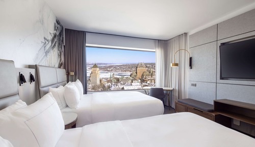 Habitación, 2 camas de matrimonio, vistas al río (Old Quebec)