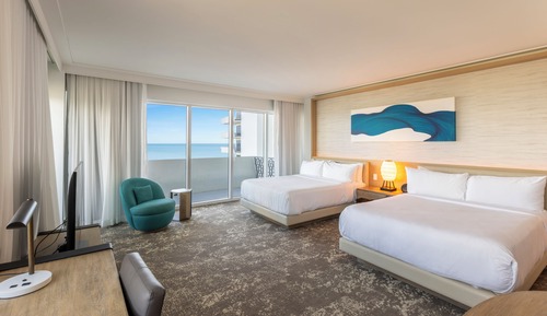 Habitación, 2 camas de matrimonio, vistas al mar