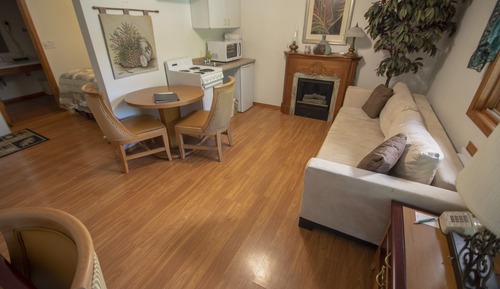 Suite, 1 cama de matrimonio con sofá cama, cocina básica, planta baja