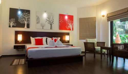 Habitación triple de lujo, 1 cama de matrimonio grande, vistas al jardín, en la zona del jardín