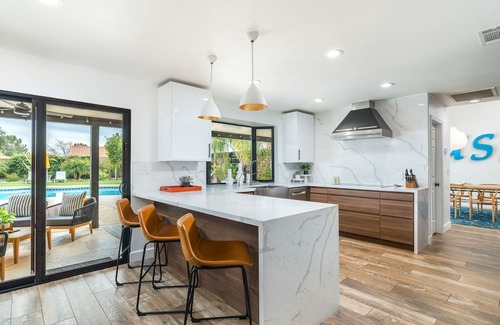 Continental Foothills Casa | Designer dream home with opulent backyard, private pool, hot tub, game room & AC