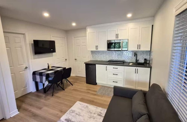 Fully furnished 1-bedroom suite Ground level unit, detached home with patio door
