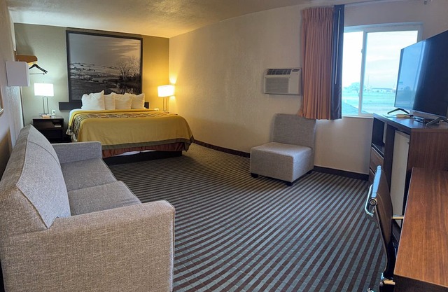 Right off the Interstate, American style Restaurant/Bar Next door & Great Rates!