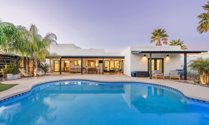 Continental Foothills Casa | Designer dream home with opulent backyard, private pool, hot tub, game room & AC